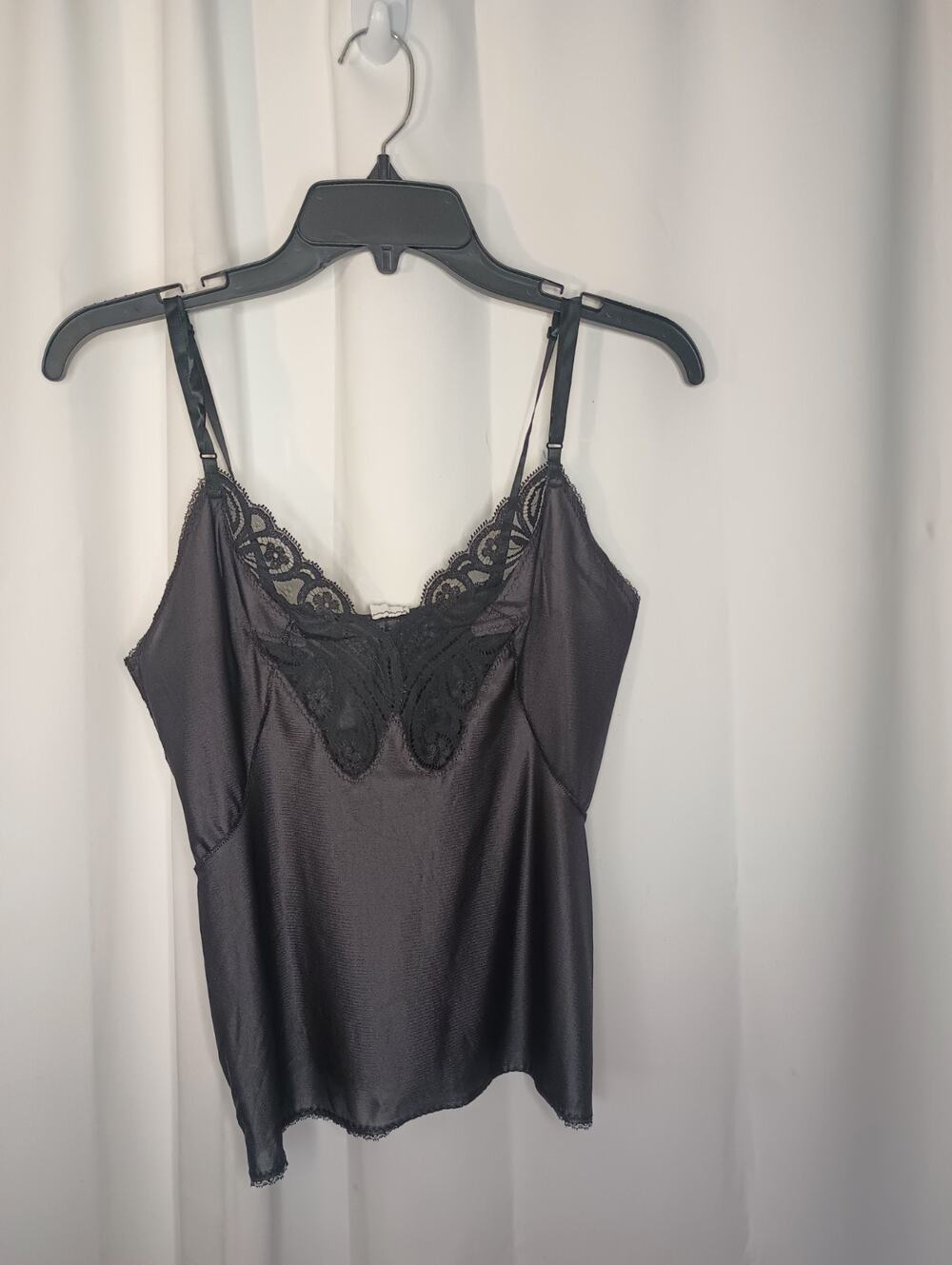 Vtg 90s Womens Butterfly Lace Trim Camisole S Black Fairy Grunge Dark Coquette